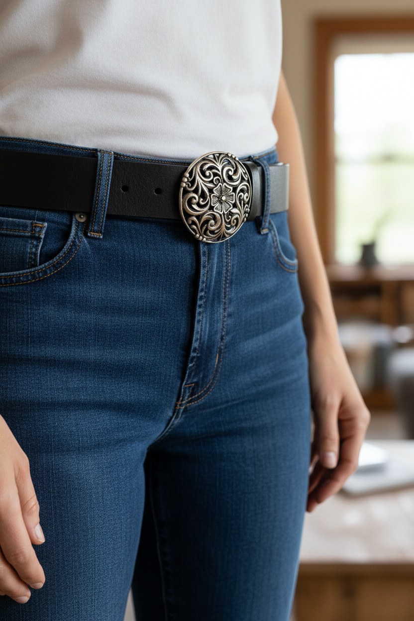 Leather Belt Man Woman Model Stabbia 4 cm