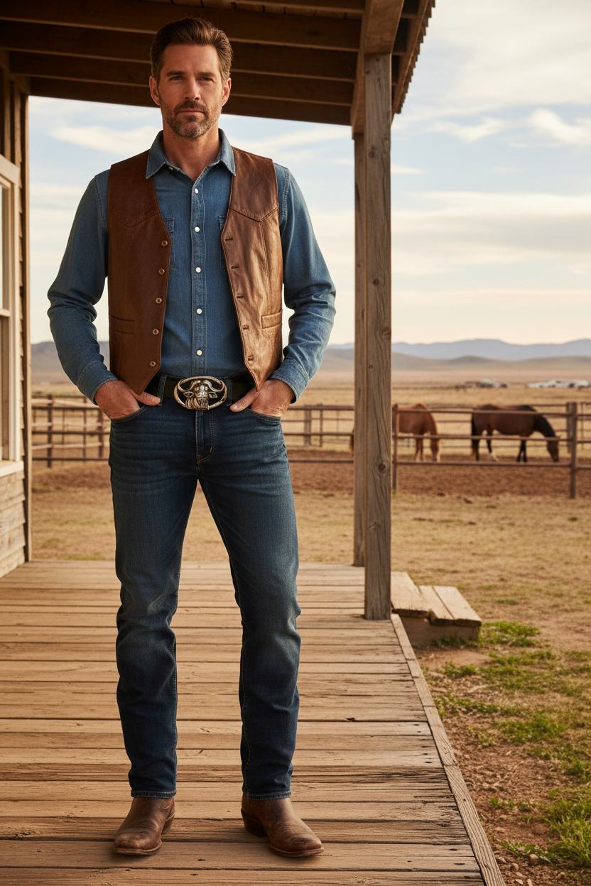 Leather belt for men and women model buffalo 4 cm