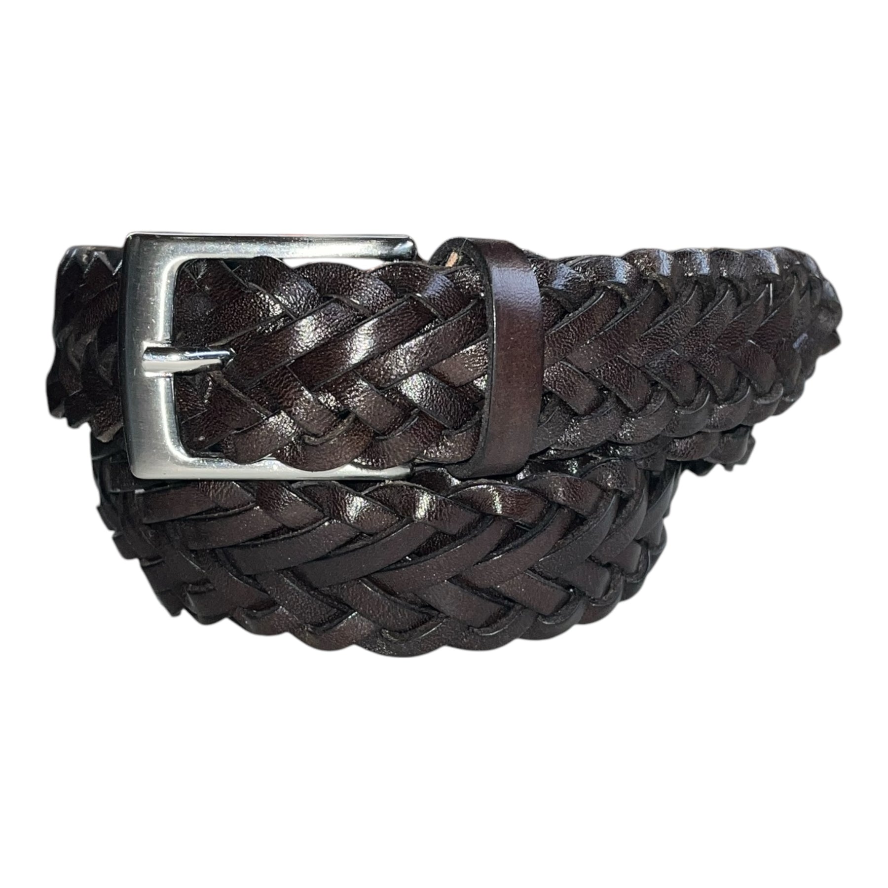 Cintura in Cuoio Intrecciata a Mano Modello Spiga cm 3
