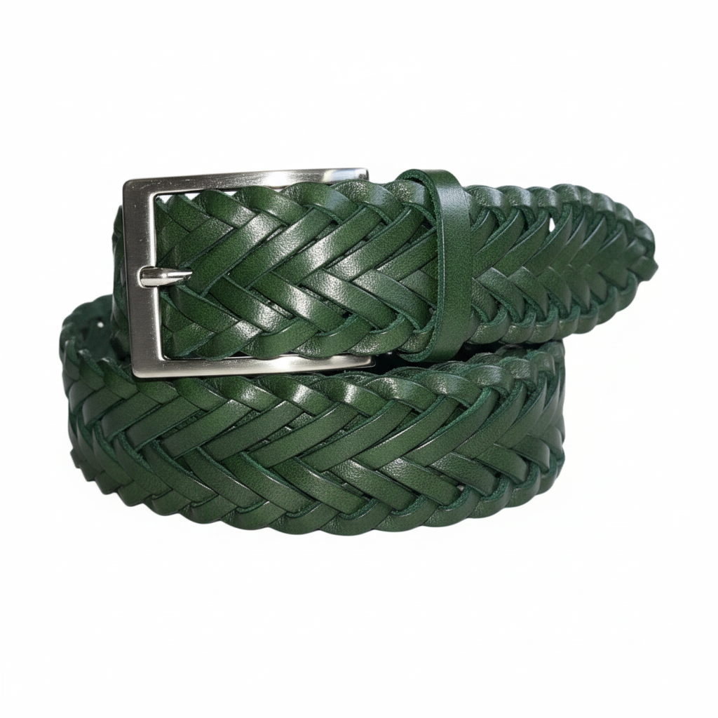 Hand Woven Leather Belt for Men and Women, Spiga model 3.5 cm