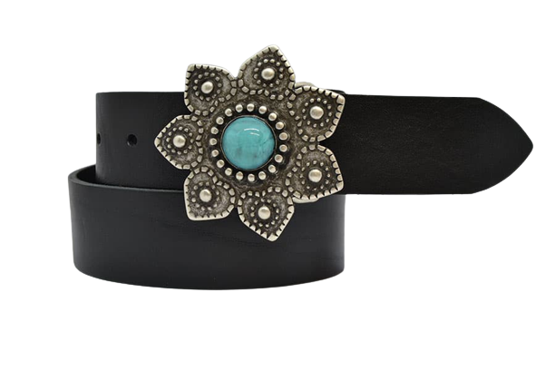 Cintura in Cuoio Modello Fiore cm 4