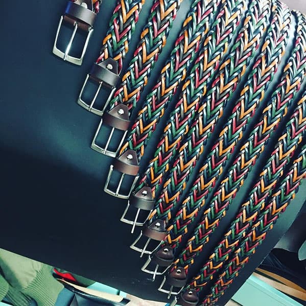 Cintura in Cuoio Intrecciata a Mano Modello Spiga cm 3.5