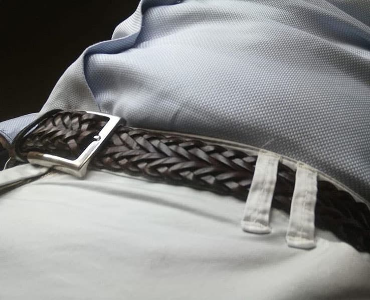 Cintura in Cuoio Intrecciata a Mano Modello Spiga cm 3.5