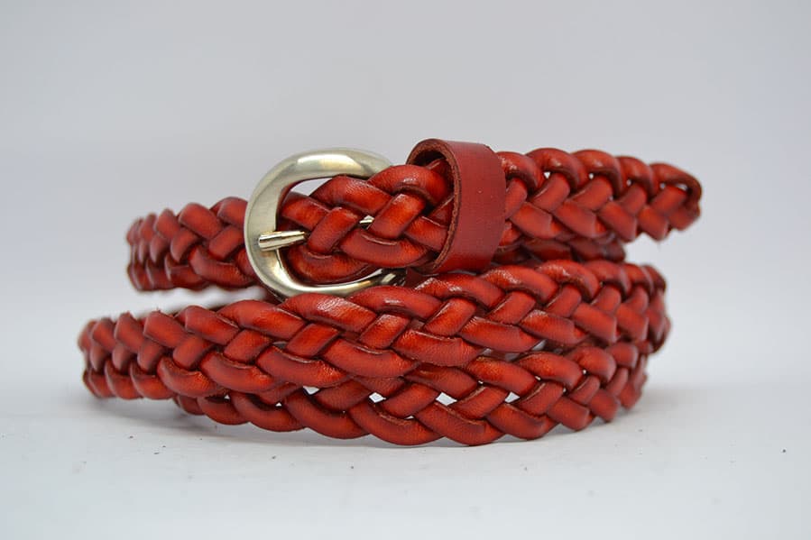 Cintura in Cuoio Intrecciata a Mano Modello Spiga cm 1.5
