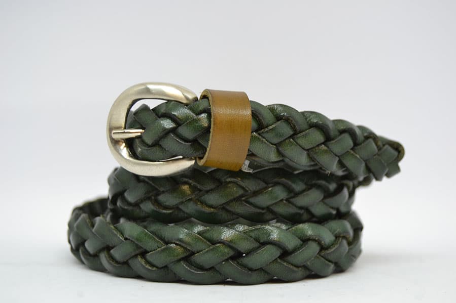 Cintura in Cuoio Intrecciata a Mano Modello Spiga cm 1.5
