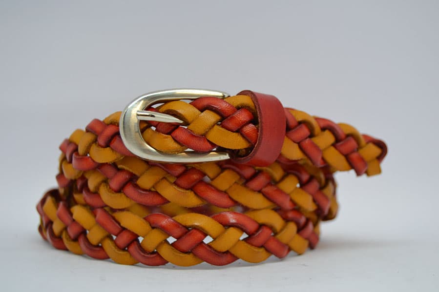 Cintura in Cuoio Intrecciata a Mano Modello Spiga cm 1.5