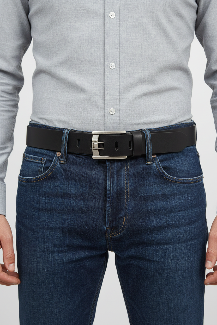 Leather belt for men, Rome model, 4 cm