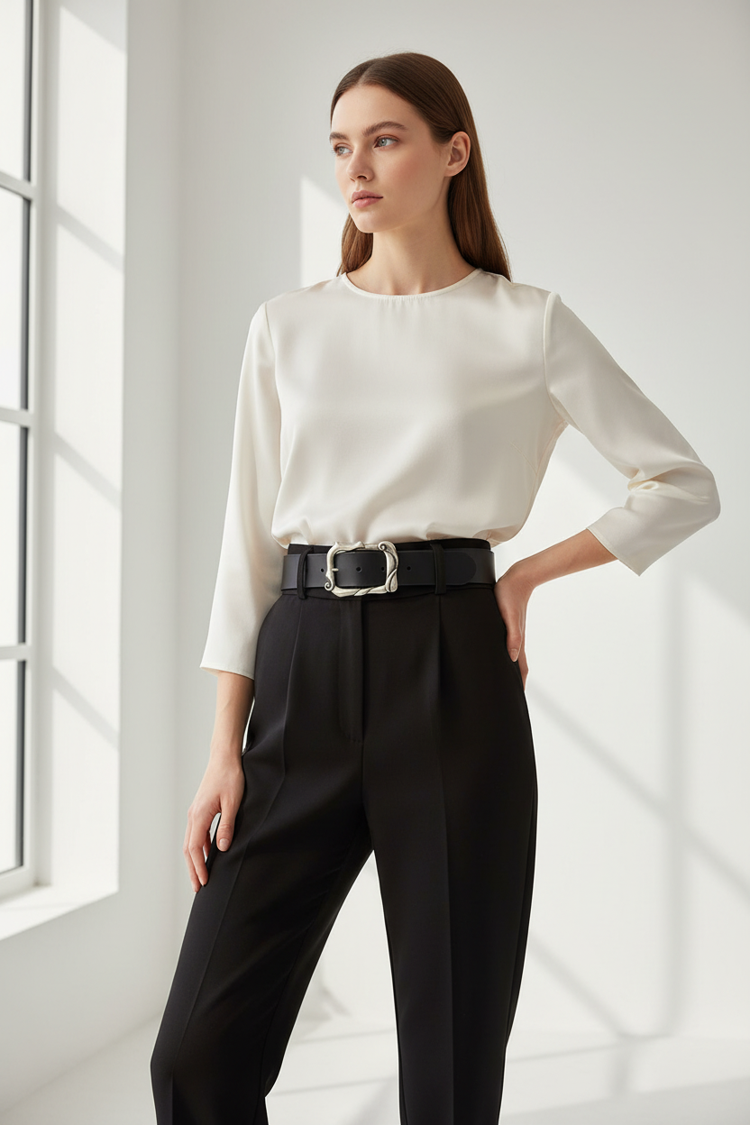 Cintura in Cuoio Donna Modello Viareggio cm 3.5