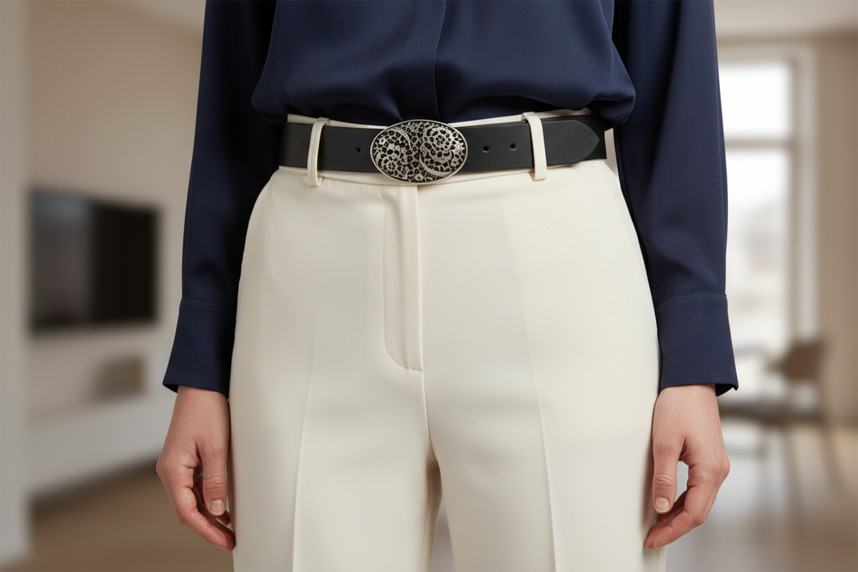 Cintura in Cuoio Modello Castellina cm 4