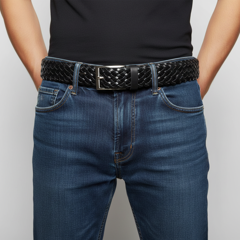 Cintura in Cuoio Intrecciata a Mano Modello Stoia cm 3.5