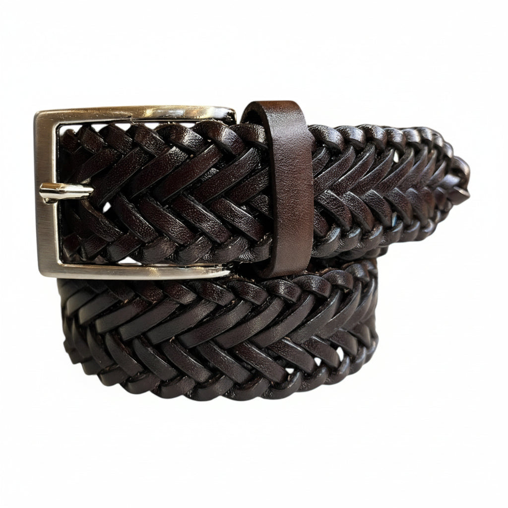 Cintura Cuoio Intrecciata a Mano Modello Spiga cm 3.5 - Artigianato Toscano | La Bottega della Cintura". - La Bottega Della Cintura