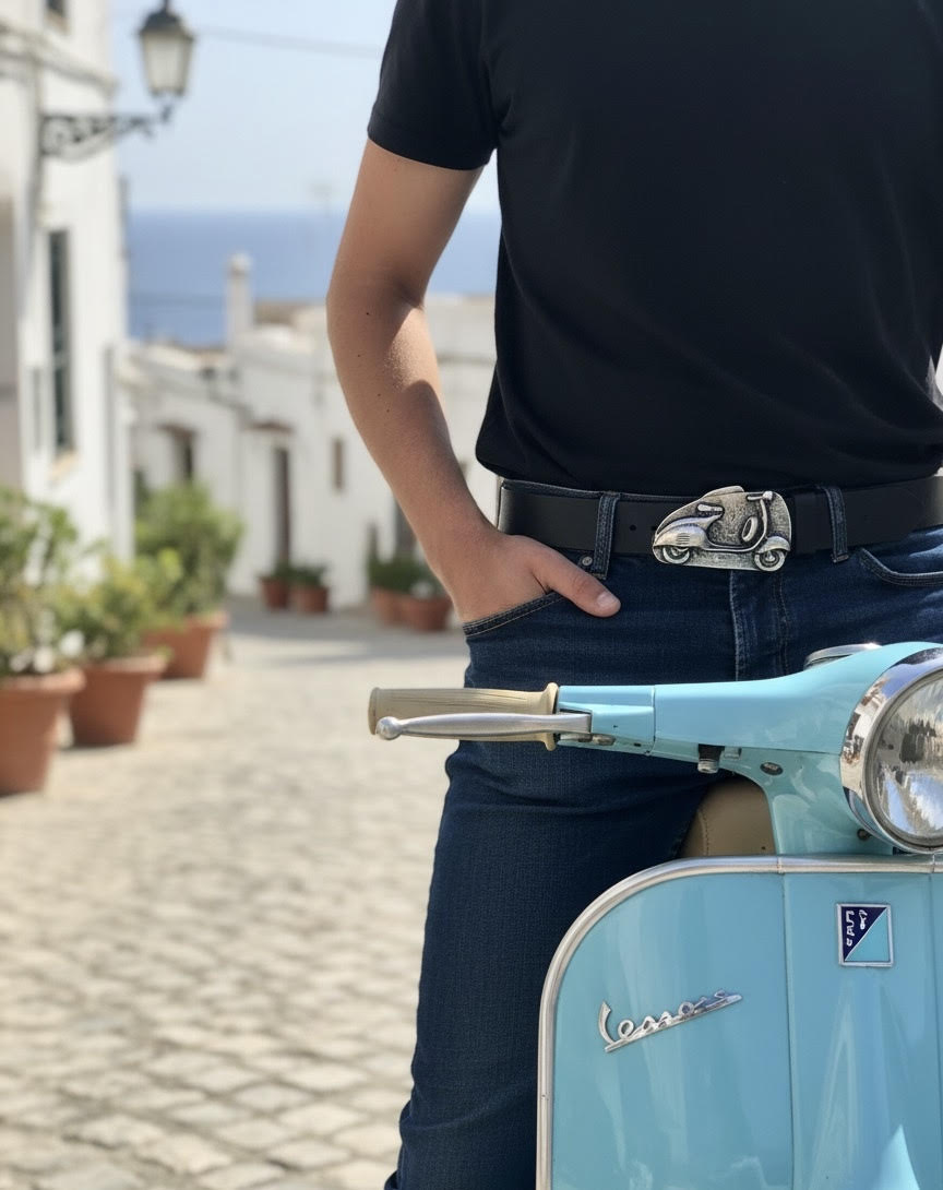 Cintura in Cuoio Uomo e Donna Modello Vespa cm 4 - La Bottega Della Cintura