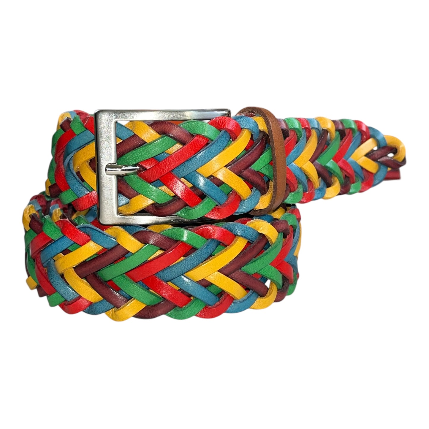 Cintura in Cuoio Intrecciata a Mano Modello Spiga cm 3.5