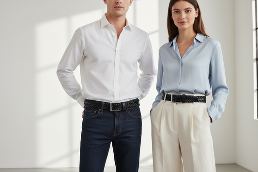 Cintura Cuoio Intrecciata a Mano Modello Spiga cm 3.5