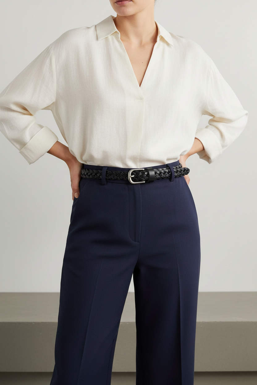 Hand Woven Leather Belt Woman Spiga Model cm 1.5