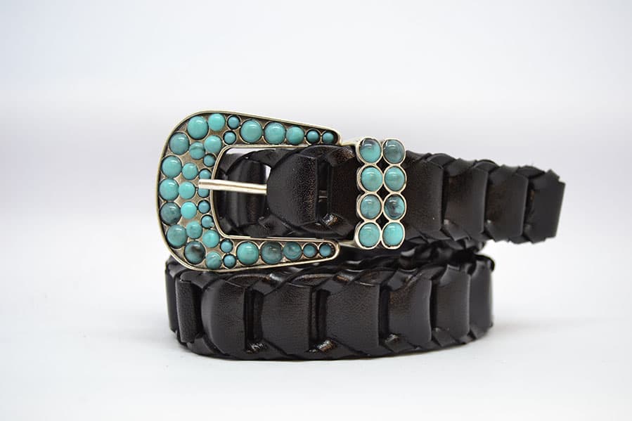 Women's Leather Belt Special Model Turquoise 3 cm