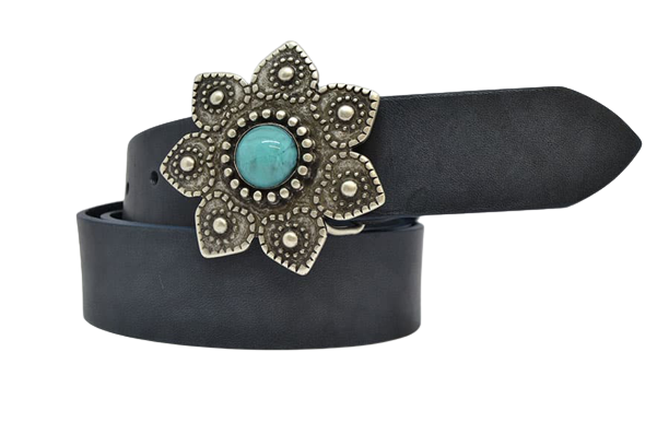 Cintura in Cuoio  Modello Fiore cm 4