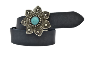 Cintura in Cuoio  Modello Fiore cm 4