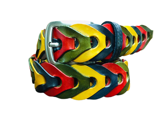 Man and Woman Hand Woven Belt, Pear Model 3.5 cm