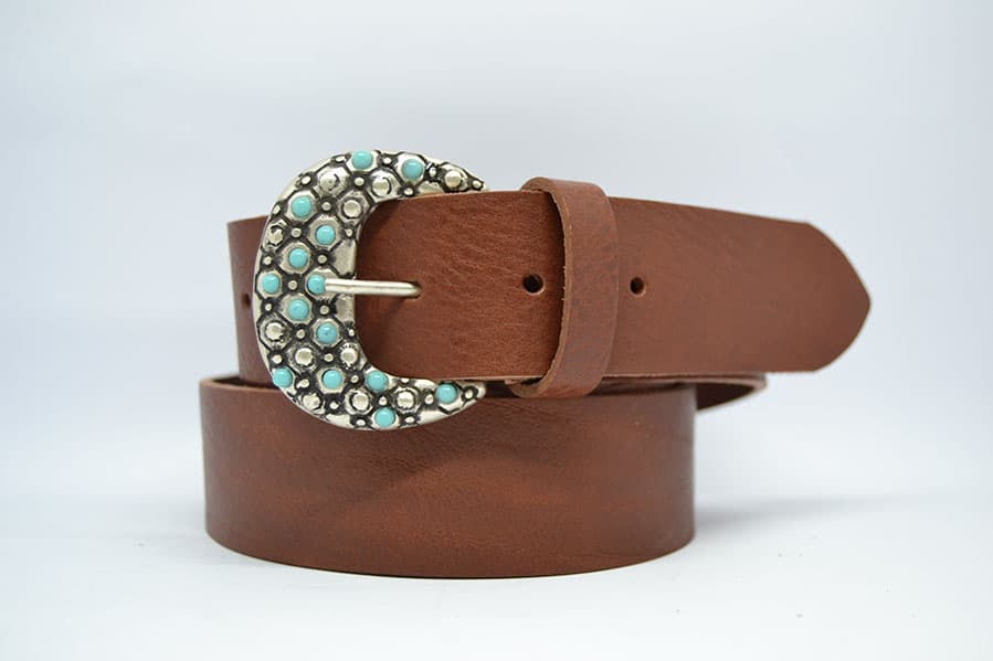 Woman Leather Belt Turquoise Model 4 cm