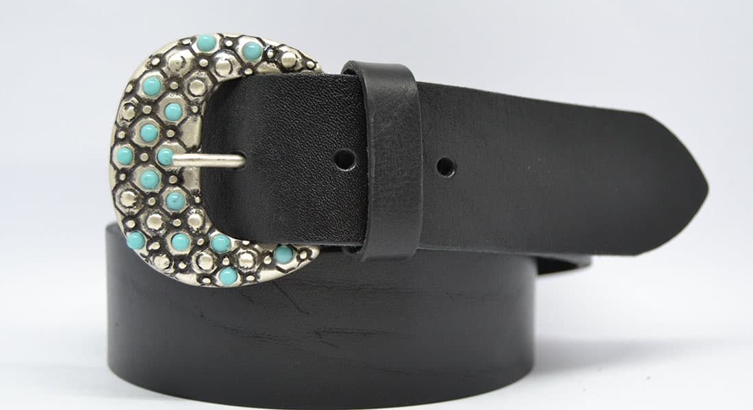 Woman Leather Belt Turquoise Model 4 cm