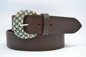 Woman Leather Belt Turquoise Model 4 cm