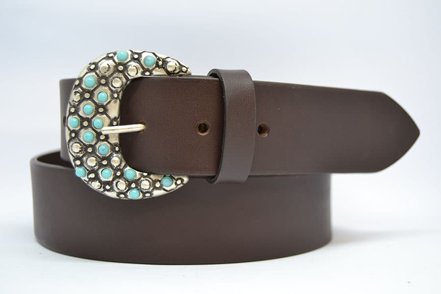 Woman Leather Belt Turquoise Model 4 cm