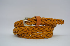 Cintura in Cuoio Intrecciata a Mano Modello Spiga cm 1.5