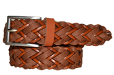 Leather / Fabric Belt Woven by Hand Man Woman Model Spiga Wadding 3.5 cm
