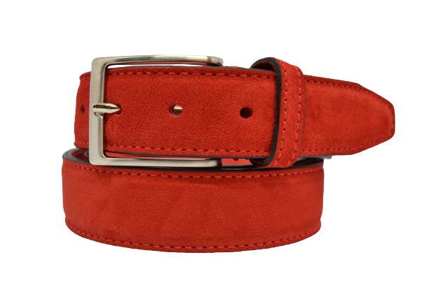 Cintura In Vera Pelle Police, Effetto Scamosciato, Unisex, Alta 3,5 Cm, Accorciabile, Taglie 115 E 125 Cm
