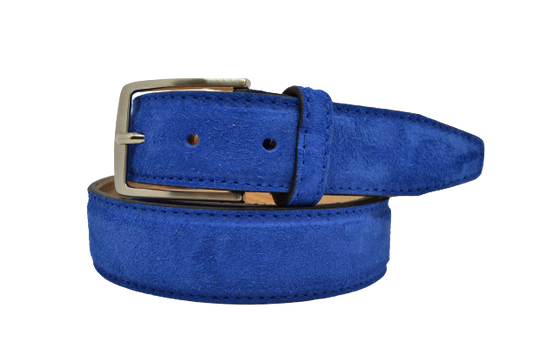 Men's Suede Leather Belt with Calf Leather Lining and Nickel Buckle 3.5 cm