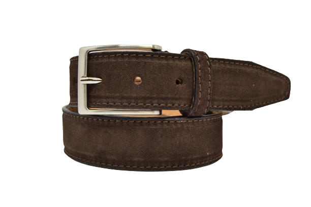 Men's Suede Leather Belt with Calf Leather Lining and Nickel Buckle 3.5 cm