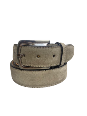 Men's Suede Leather Belt with Calf Leather Lining and Nickel Buckle 3.5 cm