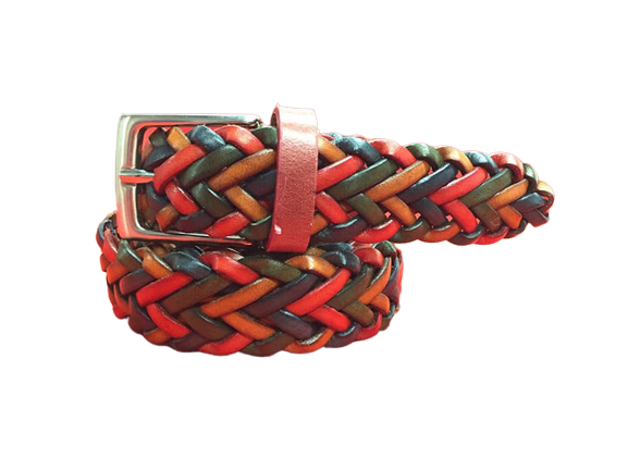 Hand Woven Leather Belt for Men and Women, Spiga model 3.5 cm